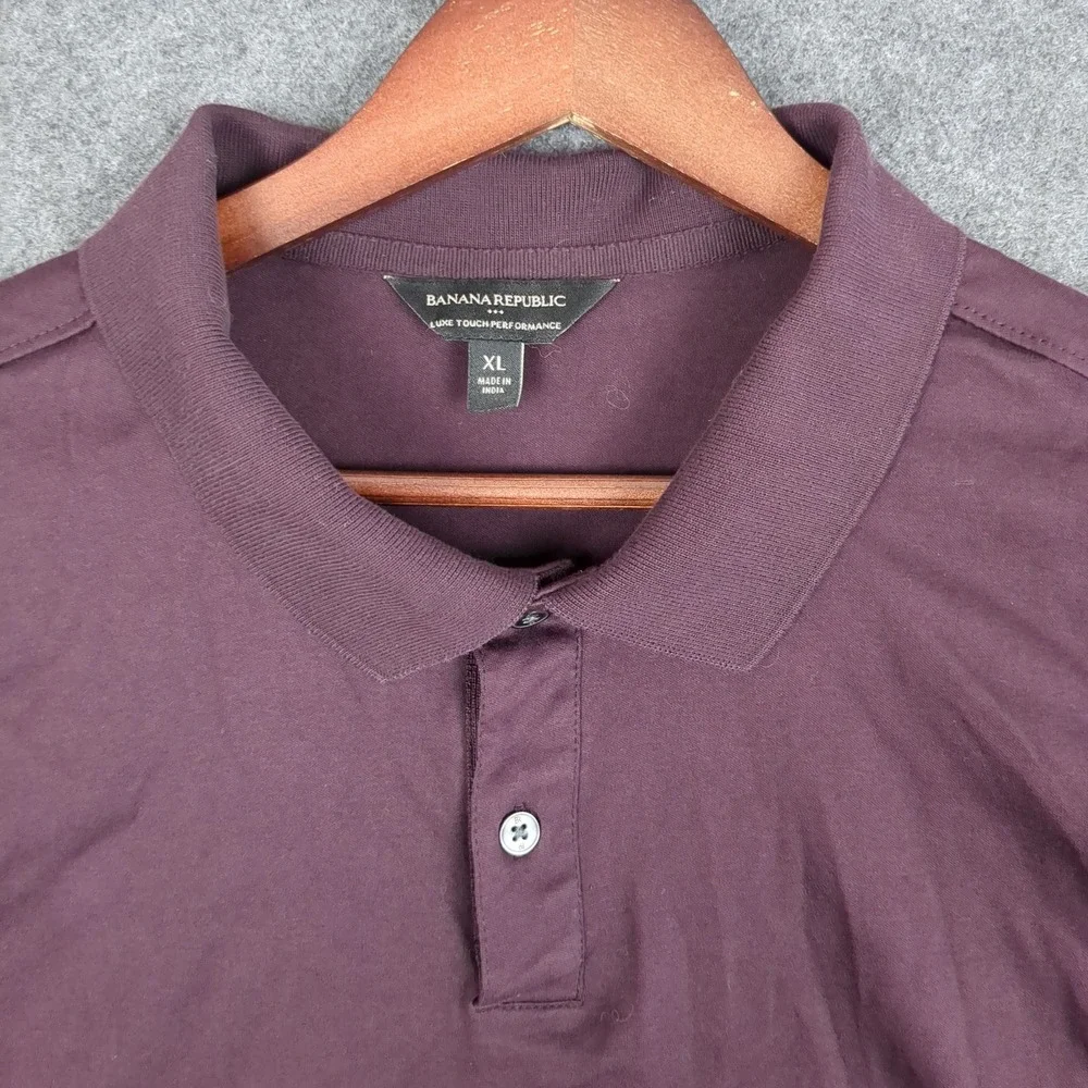 Banana Republic Luxe Touch‎ Performance Polo Shirt Mens XL Plum Burgundy